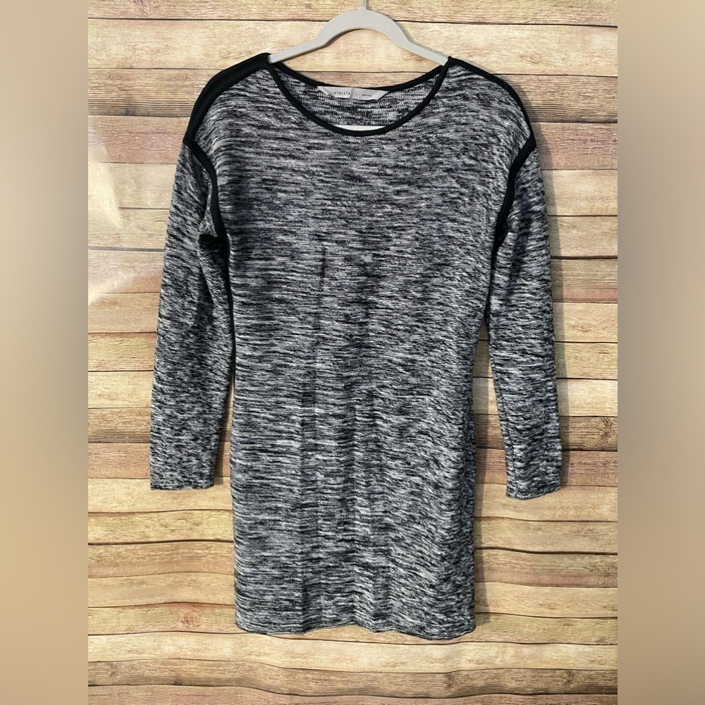 Athleta Women’s Retreat Sweater Dress Marled Grey Black Long Sleeves Size: Small